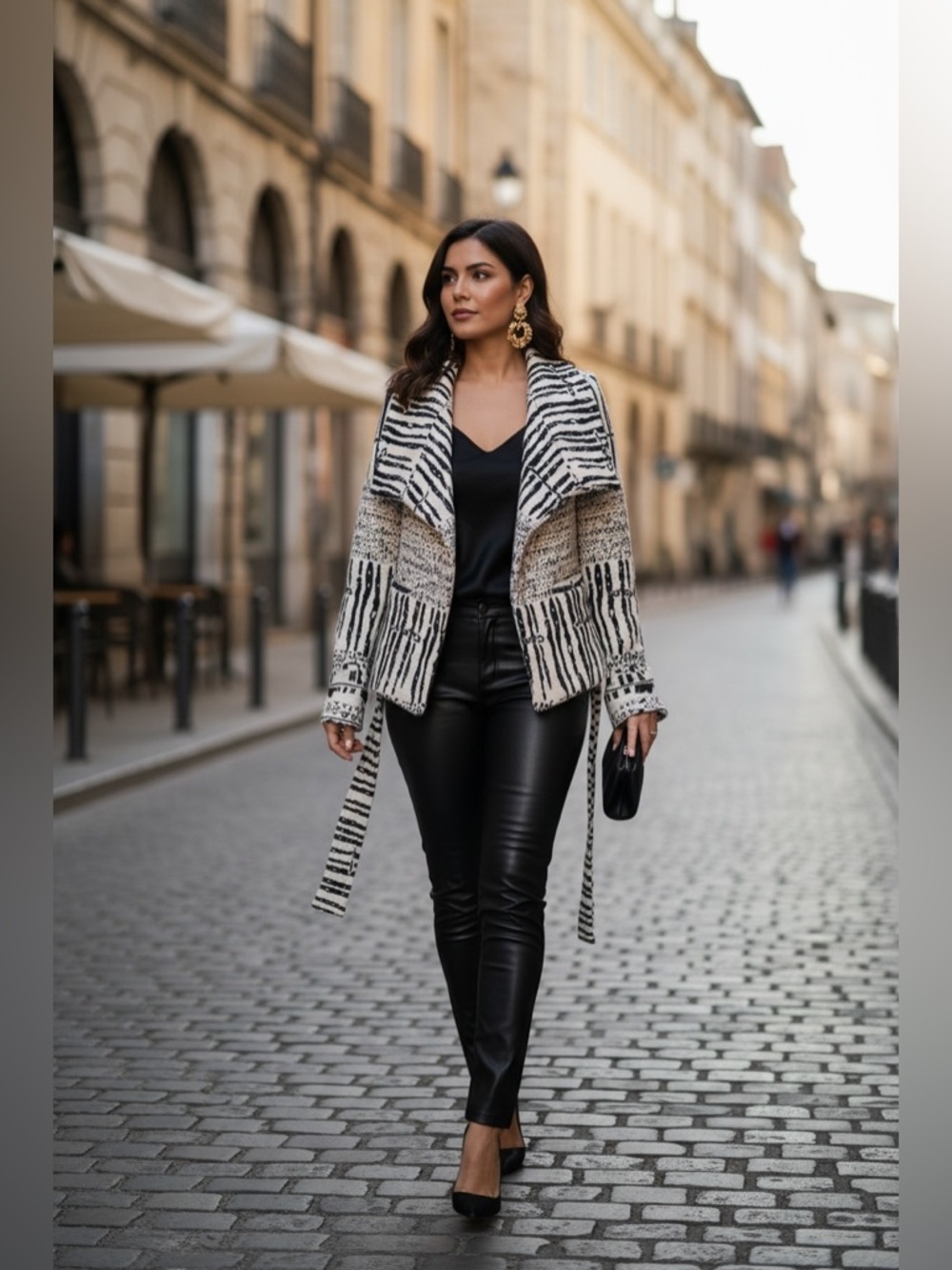 IRO Paris Aska Wrap Jacket Belted Textured Knit EU 34